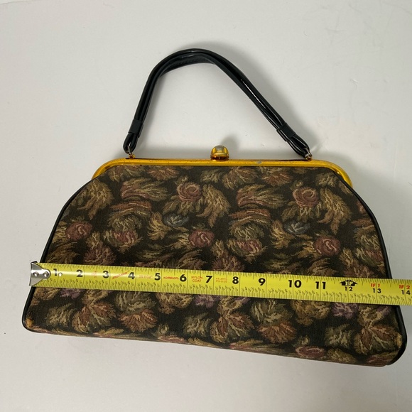 Vintage 50s Dover USA Kiss Lock Floral Tapestry Grannycore Structured Purse Bag - Picture 15 of 16